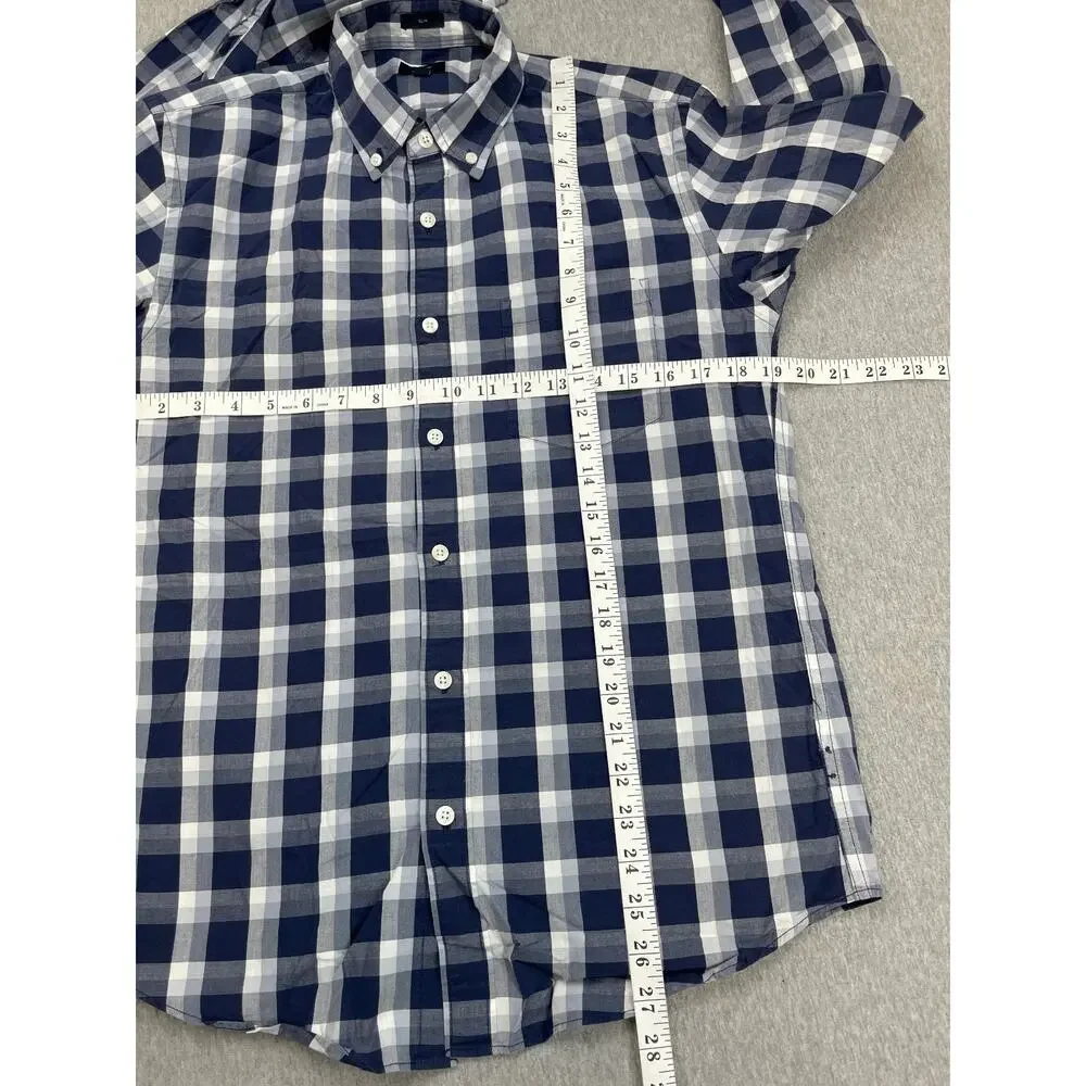 J Crew Shirt Men Medium White Plaid 100% Cotton Long Sleeve Slim Fit Button Down